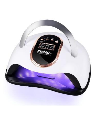 HanKeer 168W UV LED Nail Lamp Nail Dryer Gel Polish Faster Acrylic UV Light with 4 Timer Setting  Professional Portable Handle Poly LED Nail Quick-Dry Auto Machine  Small  Black White/Black-2