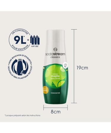 SodaStream Alcohol-free Mojito Concentrate for Sparkling Water and Soda Machine | Prepare up to 9 Liters of Mojito in Seconds 440ml - Buy Online on GoSupps.com