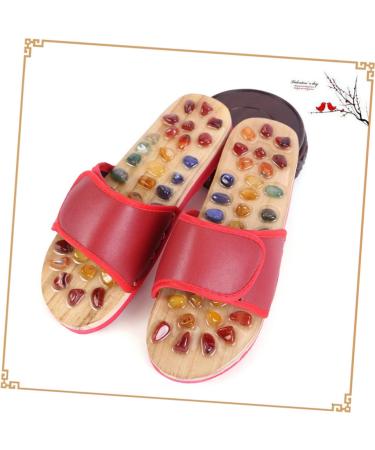 FRCOLOR 1 Pair Massage Slippers Foot Massager Shoe Men Slide Sandals Mens House Slippers Men s Sandals Man Sandals House Shoes for Men Shoes Sandals Mat Wooden Agate Leisure Shoes 35 Red - Buy Online on GoSupps.com