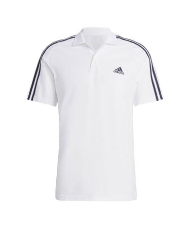 adidas Male Adult Essentials Piqu Embroidered Small Logo 3-Stripes Polo Shirt Polo Shirt (Short Sleeve) (1Pack) XXL White/Black