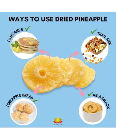Amrita Dried Pineapple Rings 1 lb - Vegan, Non-GMO, Gluten-Free, Peanut-Free, Soy-Free, Dairy-Free - Resealable Bag - Perfect for Baking or Snacking - Buy Online on GoSupps.com