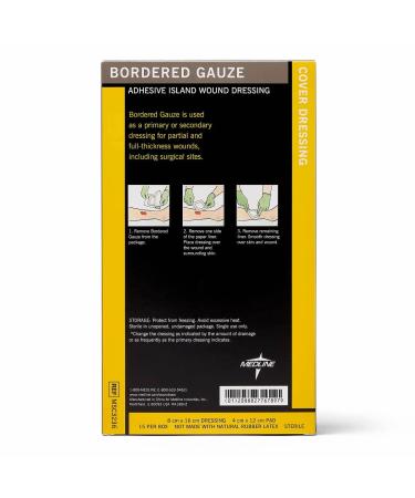 Medline Sterile Bordered Gauze 3x6 w/ 1.5x4 Pad (Pack of 15) - Sterile Bordered Gauze for Wound Care - Buy Online on GoSupps.com