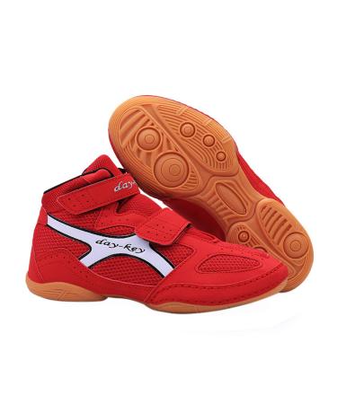 Day-Key Lightweight Wrestling Shoes for Kids, Boys, Girls, Youth, Teenagers 3 Red