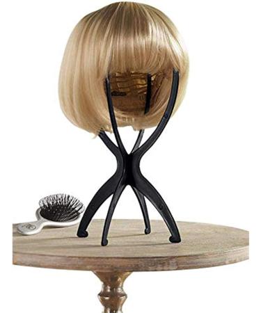 High-Quality Portable Wig Stand Holder | 6 Stucco Plastic Wig Dryer & Display Holder - Movable & Durable Black Design - Buy Online on GoSupps.com