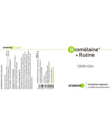 BROMELAINE + RUTIN * 375 mg / 60 capsules * Anti-inflammatory antioxidants * Satisfied guarantee or returns * Made in France - Buy Online on GoSupps.com