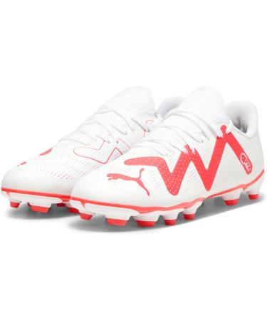 PUMA Unisex Future Play FG/AG Jr Football Shoe - 33 EU - Puma White Fire Orchid | International Shipping Available - Buy Online on GoSupps.com