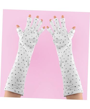 FRCOLOR 2 Pairs Nail Gloves Uv Light Gloves Gel Manicure Uv Gloves Gel Manicure Gloves Uv Lamp Uv Protection Manicure Gloves Polyester Grill Lamp Women's White Lightweight 38x13cm - Buy Online on GoSupps.com