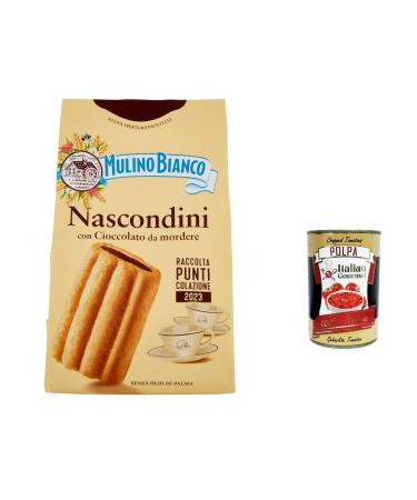 Italian Gourmet E.R. Mulino Bianco Nascondini Set of 12 bite-sized chocolate chip cookies 330 g + Italian gourmet pulp 400 g