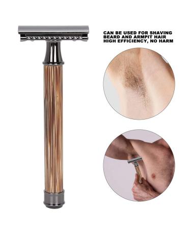 Manueller Double Edge Razor with Bamboo Handle - Traditional Mustache & Body Hair Shaver for Men & Women - Buy Online on GoSupps.com
