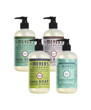 Mrs. MEYER'S CLEAN DAY Hand Soap Bundle (Basil + Lavender + Lemon Verbena + Mint)