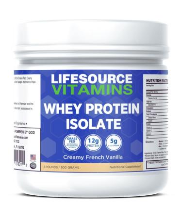 LifeSource Vitamins 1.1 lb Grass Fed Whey Protein Isolate - Creamy French Vanilla w/Stevia