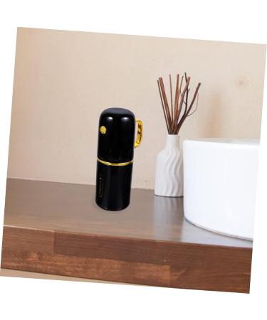 Travel Toothbrush Cup Set - Portable Gilded Mouthwash & Toothpaste Holder - Black 20x7.5CM for International Shipping - Buy Online on GoSupps.com