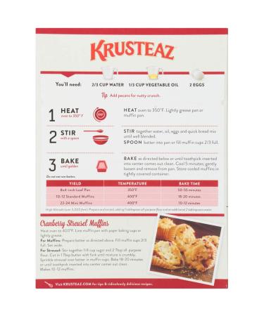 Krusteaz Cranberry Orange Quick Bread Mix 18.6oz - Delicious Baking Mix (Pack of 1) - Buy Online on GoSupps.com