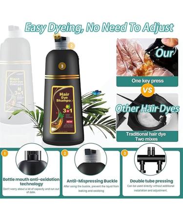 HADAVAKA 500ml Black Hair Dye Shampoo Instant hair Colouring SemiPermanent Hair Dye 3In1 Shampoo For Men and Women Restore Hair Luster Chestnut Brown - Buy Online on GoSupps.com