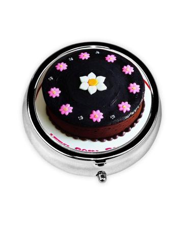 Black Chocolate Cakeround Pill Box 3 Compartments Round Pill Box Organizer for Purse Or Pocket Portable Travel Pill Box