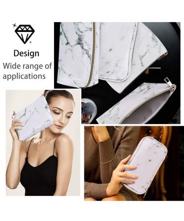 Betroy 2-Piece Marble Cosmetic Bags Set | Waterproof PU Leather Makeup & Pencil Case | Stylish Travel Wash Bag for Women - Buy Online on GoSupps.com