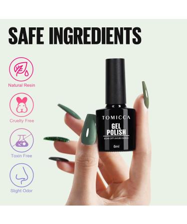 Tomicca UV Nail Polish Green Set - 4 Colors Dark Green Glitter Gel Soak Off UV/LED Non-Toxic & Durable Ideal Christmas Gift for Nail Art DIY & Home Salon 8ml Autumn-A116014 - Buy Online on GoSupps.com
