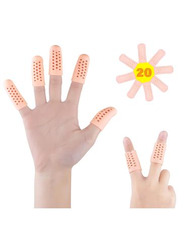 Decproch Finger Protectors 20 PCS Finger Bandages Tubular Finger Cots Breathable Silicone Finger Protectors Thumb Protector for Hand Eczema Finger Cracking Finger Protection. Breathable 20 PCS