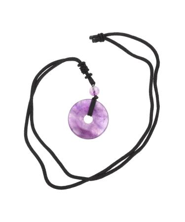 Beaupretty necklace with safety buckle circular necklace gemstone amulet-necklace. Portable necklace slices neck chain men and women cotton thread violet pendant classic 3x3x1cm purple