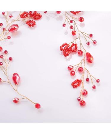 Anglacesmade Bridal Headband Red Crystal Hair Vine Ruby Headpiece for Brides Bridesmaid Wedding Prom Festival Hair Accessories for Women and Girls - Buy Online on GoSupps.com