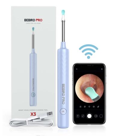 BEBIRDPRO Ear Wax Removal Tool with 6 Cool White LED Lights  Ear Cleaner with Intelligent Temperature Control  Ear Camera Suitable for Android and iOS System  T15 PRO X3 Blue)