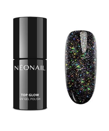 Neonail uv nail polish top coat gel uv top glow multicolor holo 7.2 ml neonail overlack for nails uv lacquer glitter gel nail nail design top glow multicolor holo 7.2 ml (1 Pack)