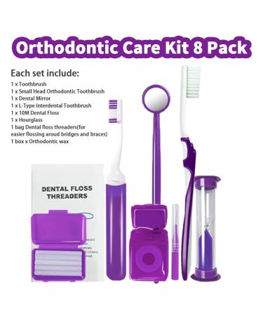 Braces Cleaning Kit - Portable Orthodontic Toothbrush & Oral Care Travel Kit - Purple - Buy Online on GoSupps.com