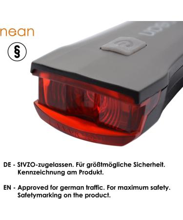 NEAN Bike Battery LED Rear Light with Brake Display | STVZO Approved Bicycle Light | 6 Candela Red Rear Lamp for Safety & Visibility - Buy Online on GoSupps.com
