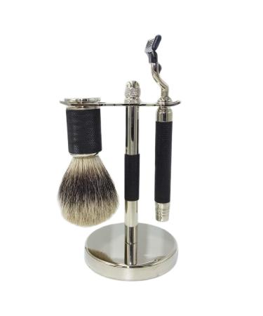 NSNT EXQUISIT Men's Razor brush 3-in-1 holder for long roof hair heavy handles 3-layer replacement rasier brush set for men simple