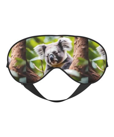 Happy Cute Koala Unisex Elastic Adjustable Buckle Design Blackout Sleep Eye Mask for Home Travel Yoga Office Nap