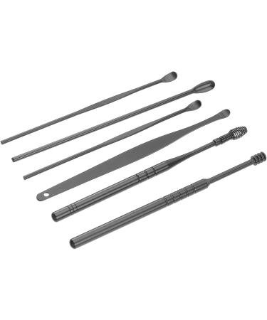 6-Piece Black Ear Wax Removal Kit with Storage Bag - Stainless Steel Ear Cleaner Tools for Home Use - Buy Online on GoSupps.com