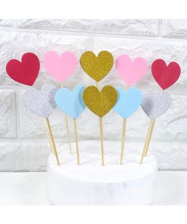 50 Pcs Heart Cupcake Toppers Glitter Sweet Love Cake Toppers Wedding Engagement Cupcake Picks Birthday Valentines Day Cake Decorations for Bridal Shower Red - Buy Online on GoSupps.com