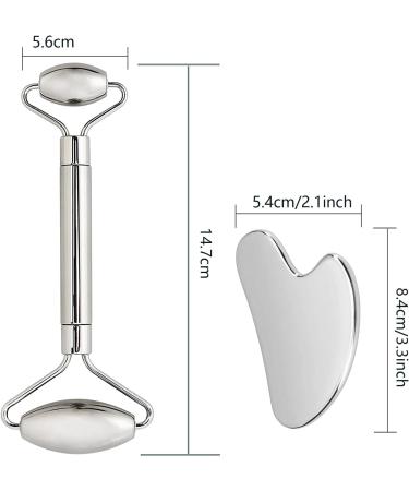 Stainless Steel Gua Sha & Facial Roller Massage Kit - 2 in 1 for Face Eyes & Body - Premium Skincare & Relaxation - Buy Online on GoSupps.com