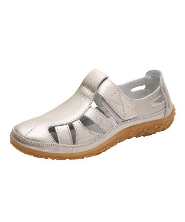 XTZYGLFD Summer Sandals Women Shoes Fashion Flat Soft Sole Sandals Casual Retro Sandals Orthopedic Shoes Gold 4 UK