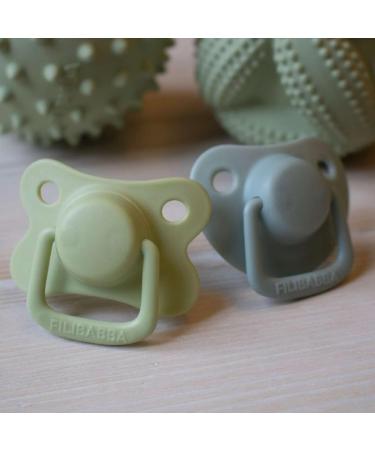 Filibabba Anatomically Shaped Silicone Pacifiers 0-6 Months - 2 Pack Grey | Safe & Comfortable for Babies - Buy Online on GoSupps.com