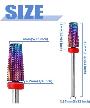 Mesee 2 Pieces Tapered Nail Drill Bit Set 3/32 Inch Shank Tungsten Steel Tapered Shape Nail Drill Bits Burrs Nails File Manicure Pedicure Tool Accessory for Gel Nail Cuticle Dead Skin Remover - Buy Online on GoSupps.com