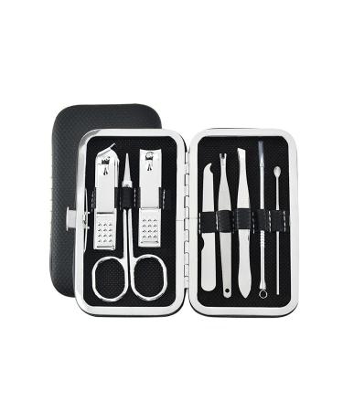 Nail Clippers Set Manicure Pedicure Built-in Nail File Home Travel Suitable for Gifts Mini 8-Piece Set Black