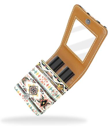 Shop Ethnic Style Floral Leather Lipstick Case | Mini Lip Gloss Organizer with Mirror - International Shipping - Buy Online on GoSupps.com