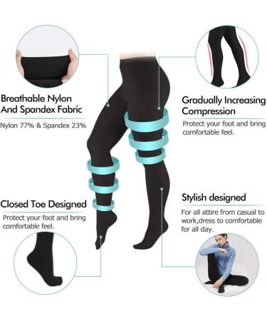 Buy Compression Pantyhose for Women 20-30 mmHg - Black Varicose Veins Stockings (S) - International Shipping Available - Buy Online on GoSupps.com