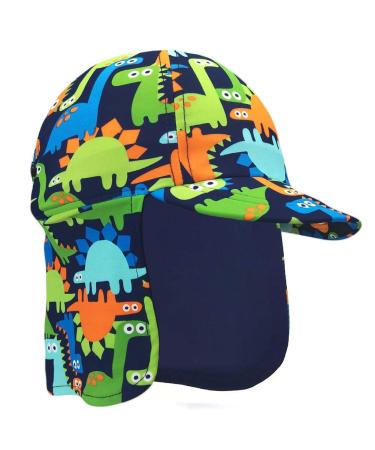 Gifts Treat Kids Legionnaires Hat UPF 50+ Sun Protection Swim Cap Flap Hat for Kids Quick Drying Boys Sun Hat with Neck Protection for Beach Seaside Pool 2-4 Years UV FLAP Dinosaur