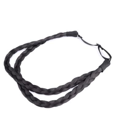 Gledola Double Three Strands Braid Headband Synthetic Hair Plait Headband for Women Hair Accessory (Natural Black)