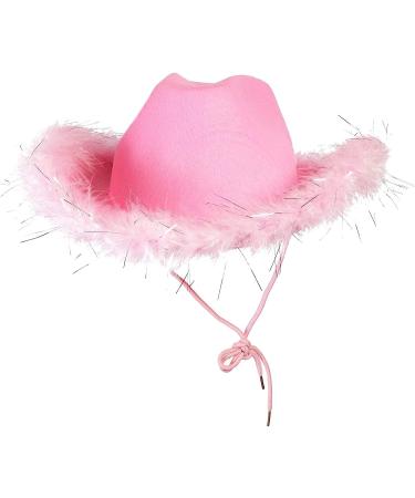 Juvolicious Pink Cowboy Hat for Men and Women with Feathers | Western Felt Cowgirl Hat for Halloween & Parties - Buy Online on GoSupps.com