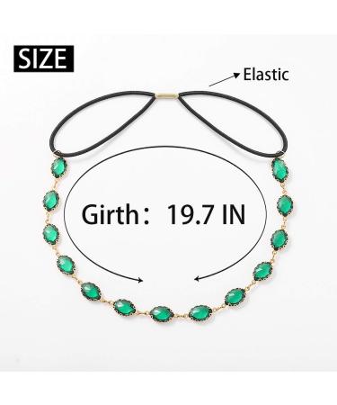 Campsis Festival Gold Crystal Head Chain - Adjustable Boho Gypsy Headpiece for Women and Girls (Green) - Buy Online on GoSupps.com