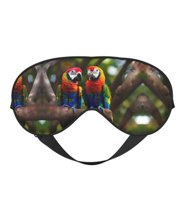 Colorful Parrots On Tree Print Double-Sided Eye Mask Soft and Light Blocking for Enhancing Sleep Quality