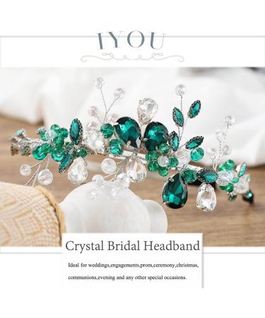 IYOU Baroque Bridal Headband Green Sparkly Crystal Wedding Headpiece Beads Evening Party Prom Hair Piece Accessories for Women - Buy Online on GoSupps.com