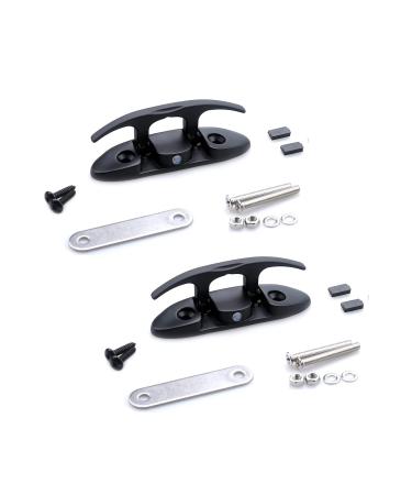 Mxeol Boat Cleats Folding Black Flip Up Cleat Dock Stainless Steel Black Coating Black, 2 Pack - Buy Online on GoSupps.com