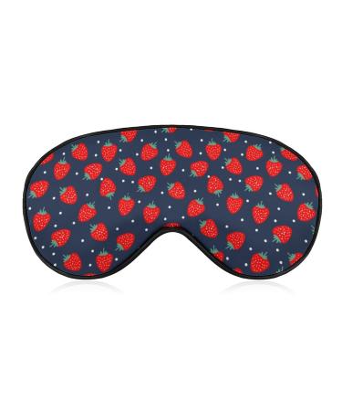 Ripe Strawberries Sleep Mask for Women Adjustable Sleeping Eye Shades Cover with Elastic Strap