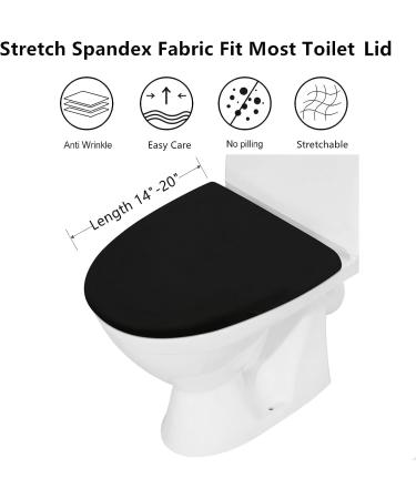 Stretch Spandex Washable Black Toilet Lid Cover - Elastic Bottom Seat Protector - Buy Online on GoSupps.com