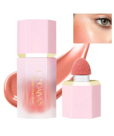 Liquid Blush Face Blusher Rouge Natural Smooth Blusher Pigment Long Lasting Creamy Soft Cheek Multi-purpose Stick Makeup With Cushion Cosmetics Liquid Facial Blush(Rose)