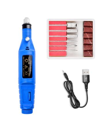 5 Electric Manicure Nail Grinder - Electric Manicure Set File Grinder Manicure Pedicure Tools with 6 Pieces Attachments and Sanding Bands Ytger 5 Pcs Usb-blue